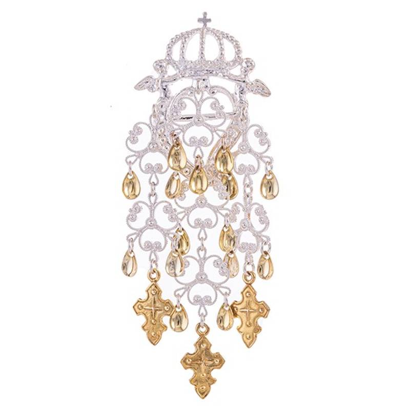 Kronesølje med engler, hvit/forgylt