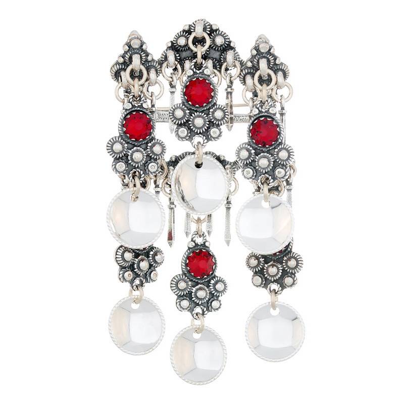 Hornring med skåler og røde stener Telemark oksidert