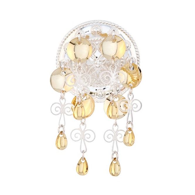 Hovedbilde Sølje med heng og filigran, hvit/forgylt