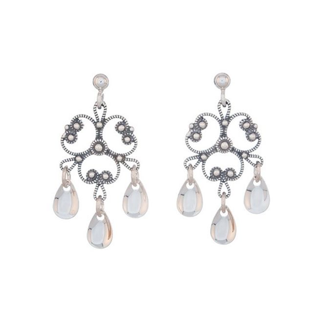 Hovedbilde Ørepynt filigran heng, enkel, oksidert