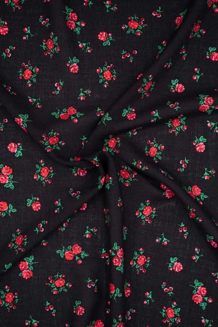 Hovedbilde Ullmouselin Rose Petit Rosestoff Håndtrykket